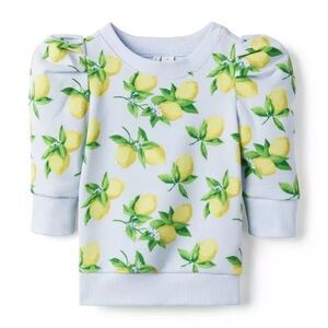 Janie and Jack | Blue Lemon Puff Sleeve Sweatshirt | Size 3